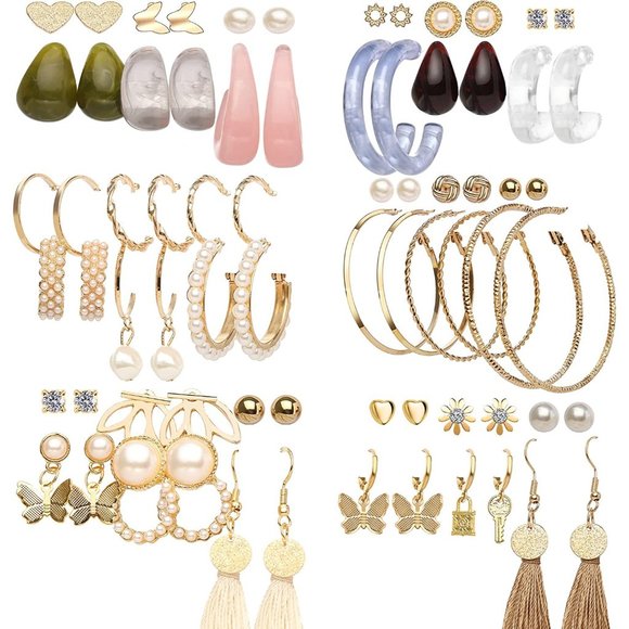 New 36 Gold Hoop Earrings Set for Women Multipack, Boho Fashion Statemen… - Picture 1 of 7